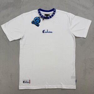 Cookies Shirt Mens Small‎ White Blue Collar Embroidered Logo Polo Streetwear